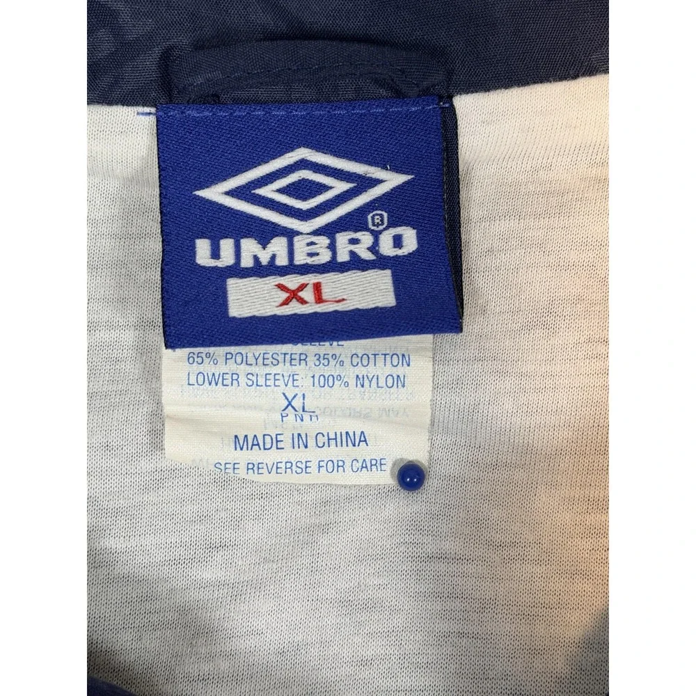 Vintage Umbro Jacket Mens XL Blue White Stripe Full Zip Windbreaker Soccer 90s